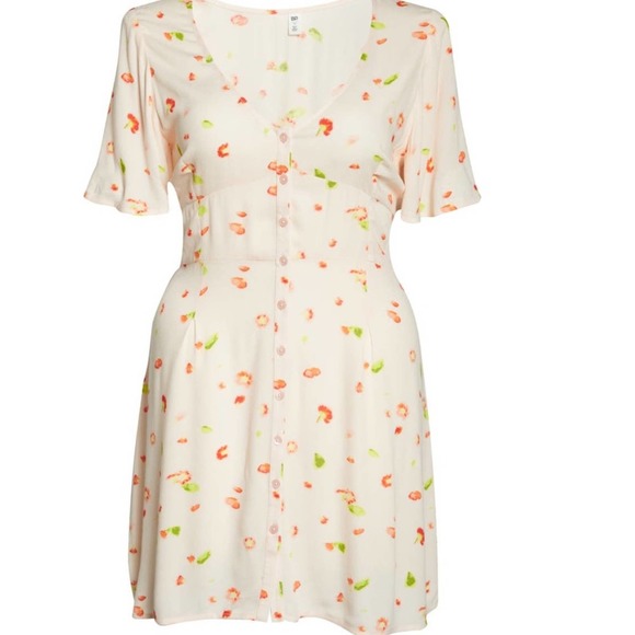 NWT BP Pink Easy Floral Print Button Down Short Sleeve Skater Minidress Medium - Picture 1 of 16